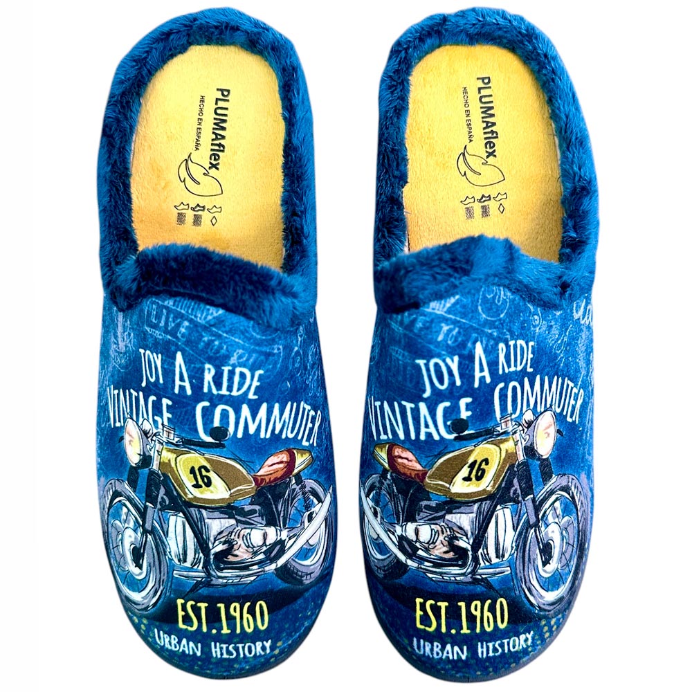 Zapatillas de Casa Plumaflex Moto 12229 Azul - imagen 1