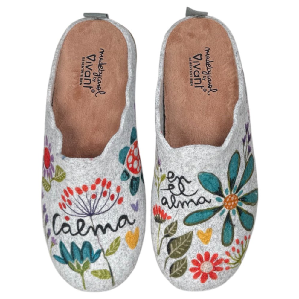 Zapatillas de Casa Vivant Calma Flores 252017 Gris - imagen 1