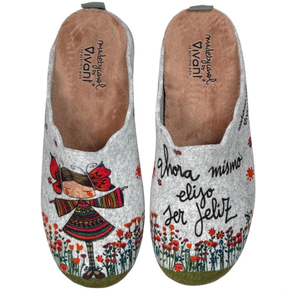 Zapatillas de Casa Vivant Elijo Ser Feliz 222215 Gris - imagen 1