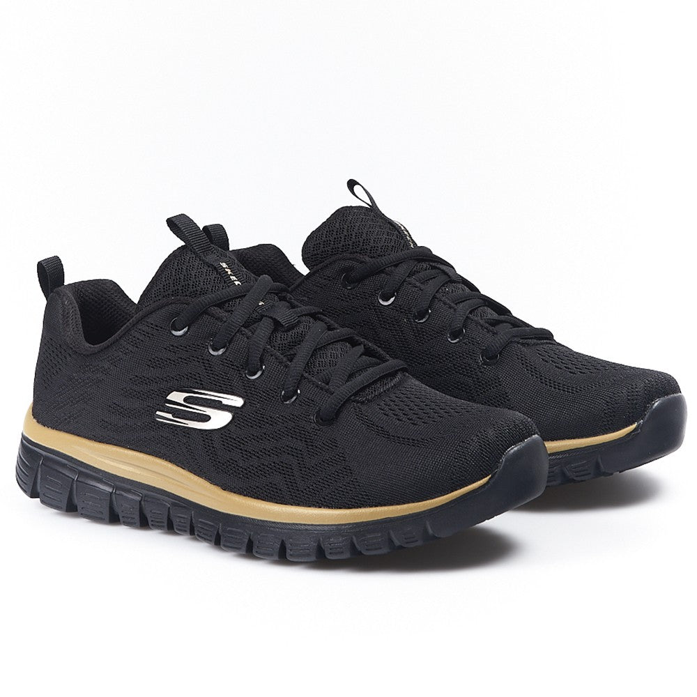 Zapatillas Skechers Graceful 12615 Negro Rosa Oro - imagen 2