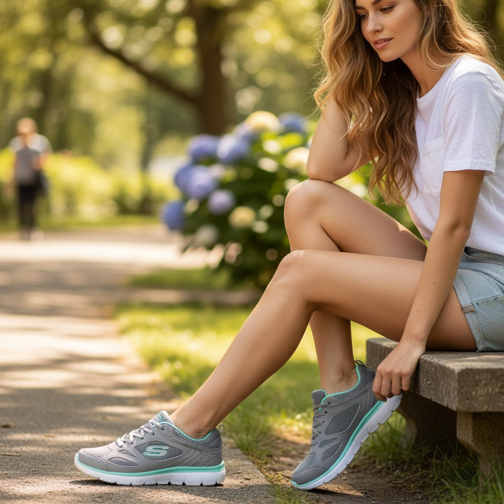 Zapatillas Skechers Summits - Suited 12982 Gris Turquesa - imagen 2
