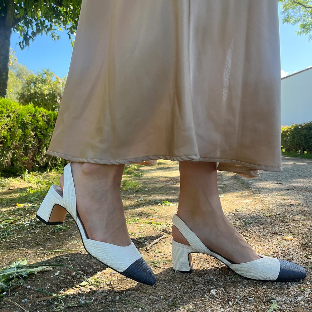 Zapatos Corina Rafia Puntera M5330 Blanco Marino - imagen 2