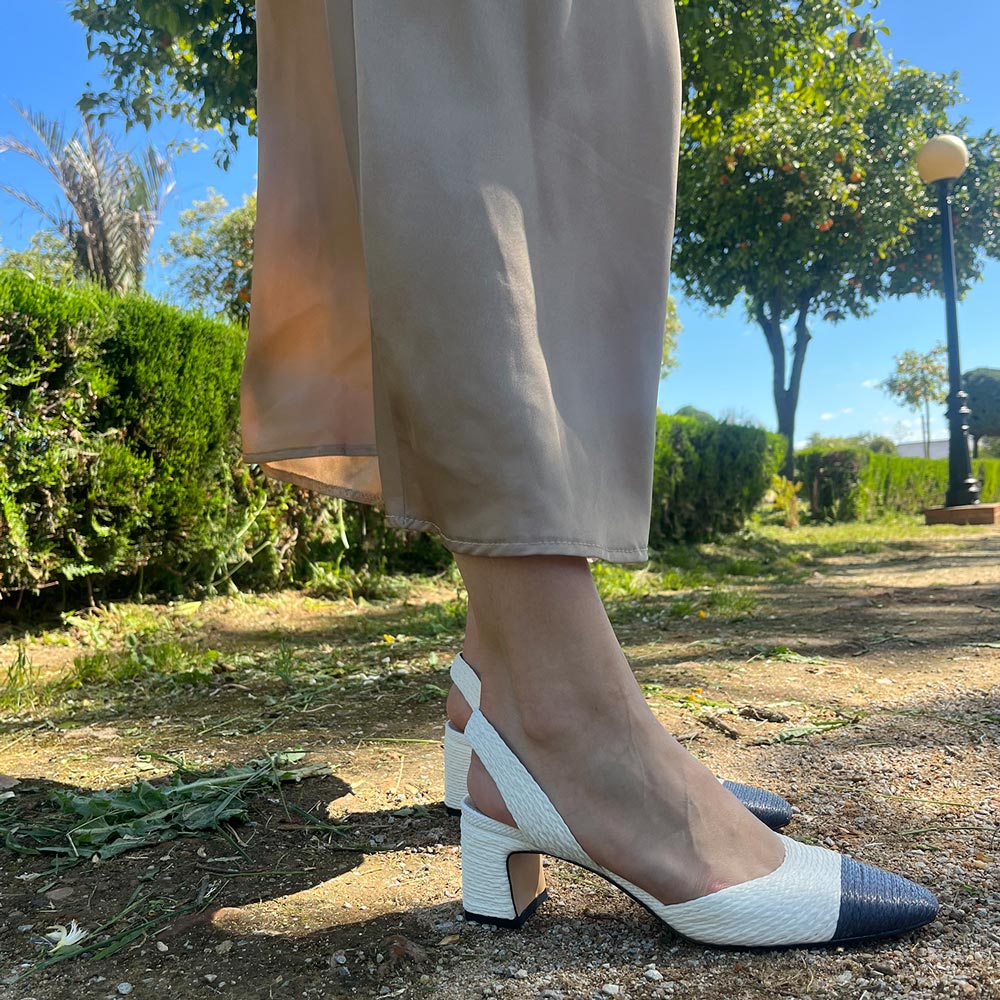Zapatos Corina Rafia Puntera M5330 Blanco Marino - imagen 6