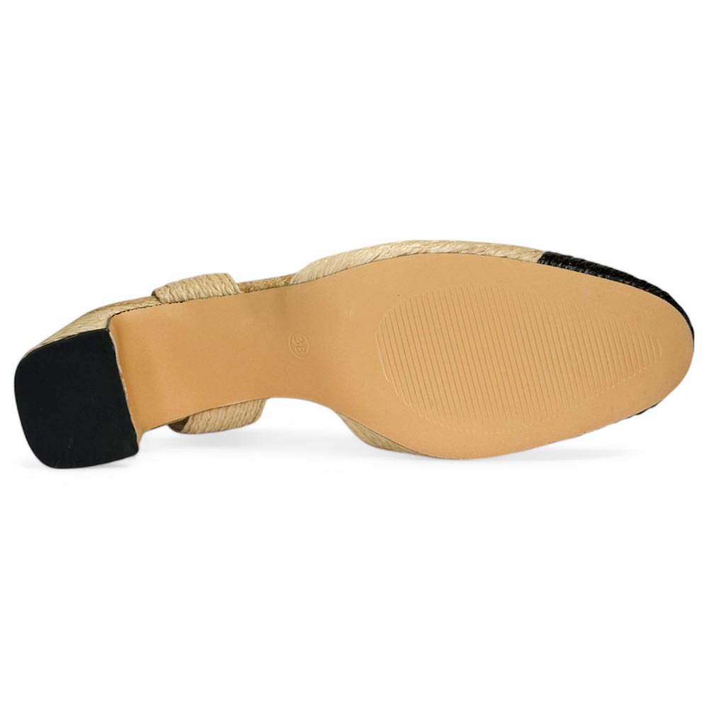 Zapatos Corina Rafia Puntera M5330 Natural Negro - imagen 8