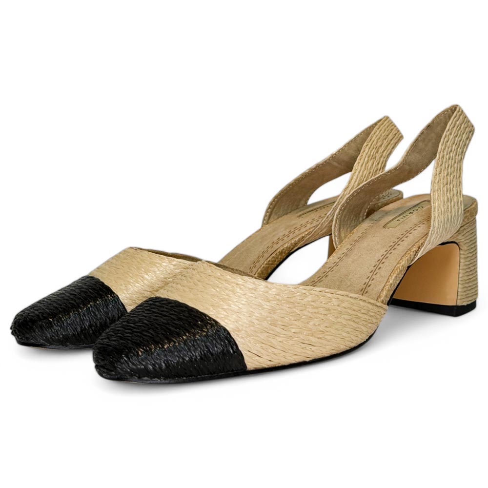 Zapatos Corina Rafia Puntera M5330 Natural Negro - imagen 5