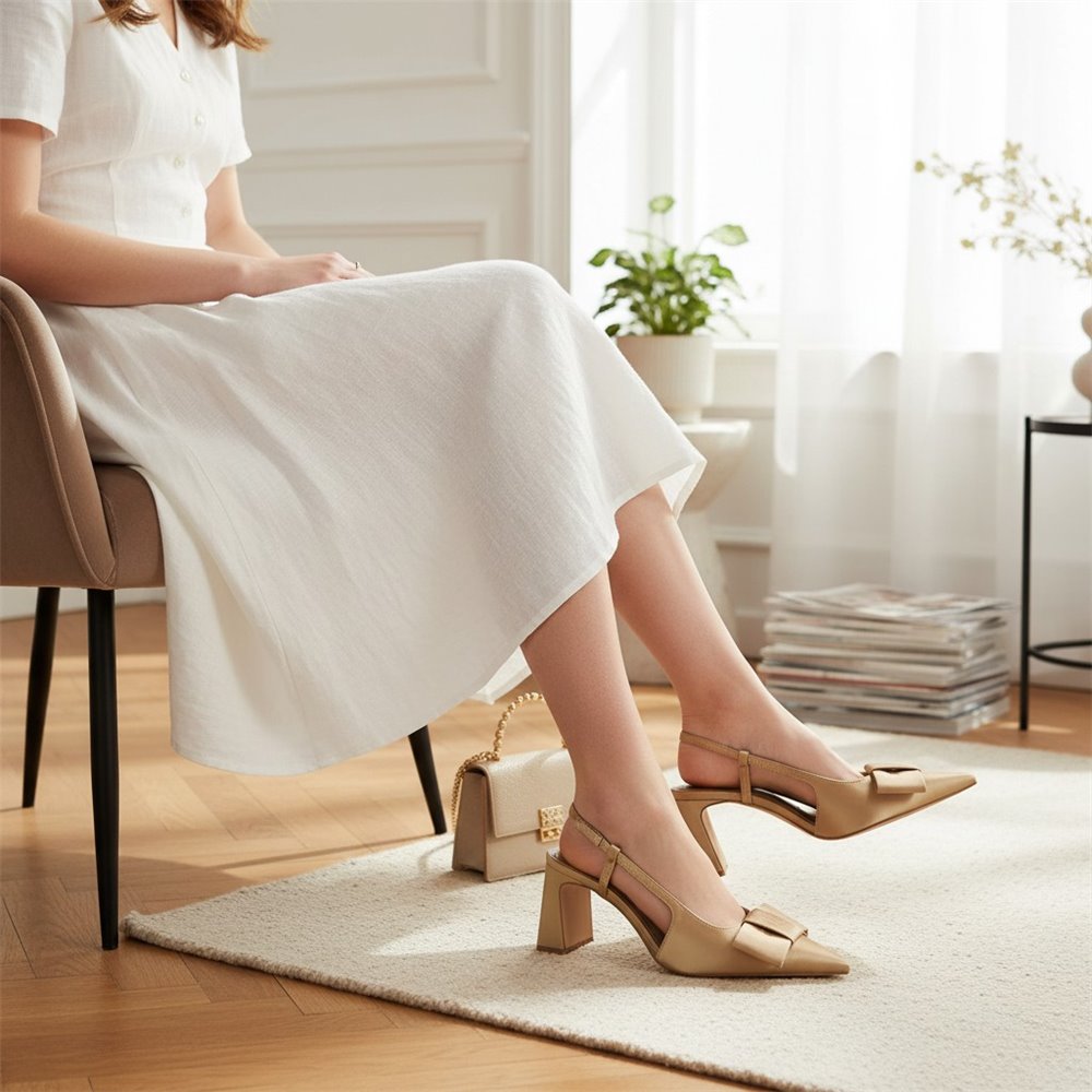 Zapatos Corina Salón Destalonado Lazo M6255 Camel - imagen 2