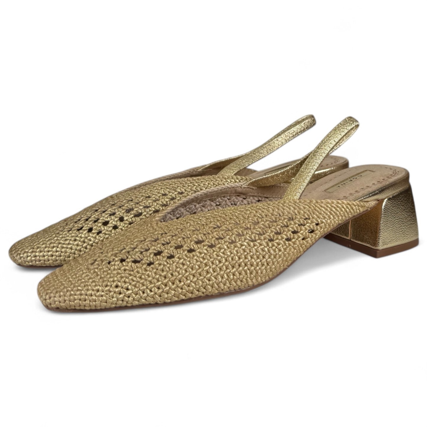 Zapatos de Salón Corina Abierto Trenzado M5326 Oro - imagen 3