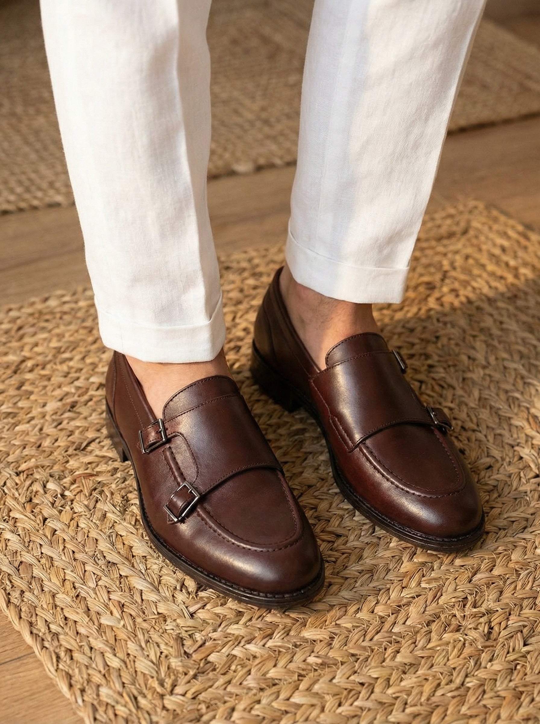 Zapatos La Valenciana Doble Hebilla 7240 Cuero - imagen 4