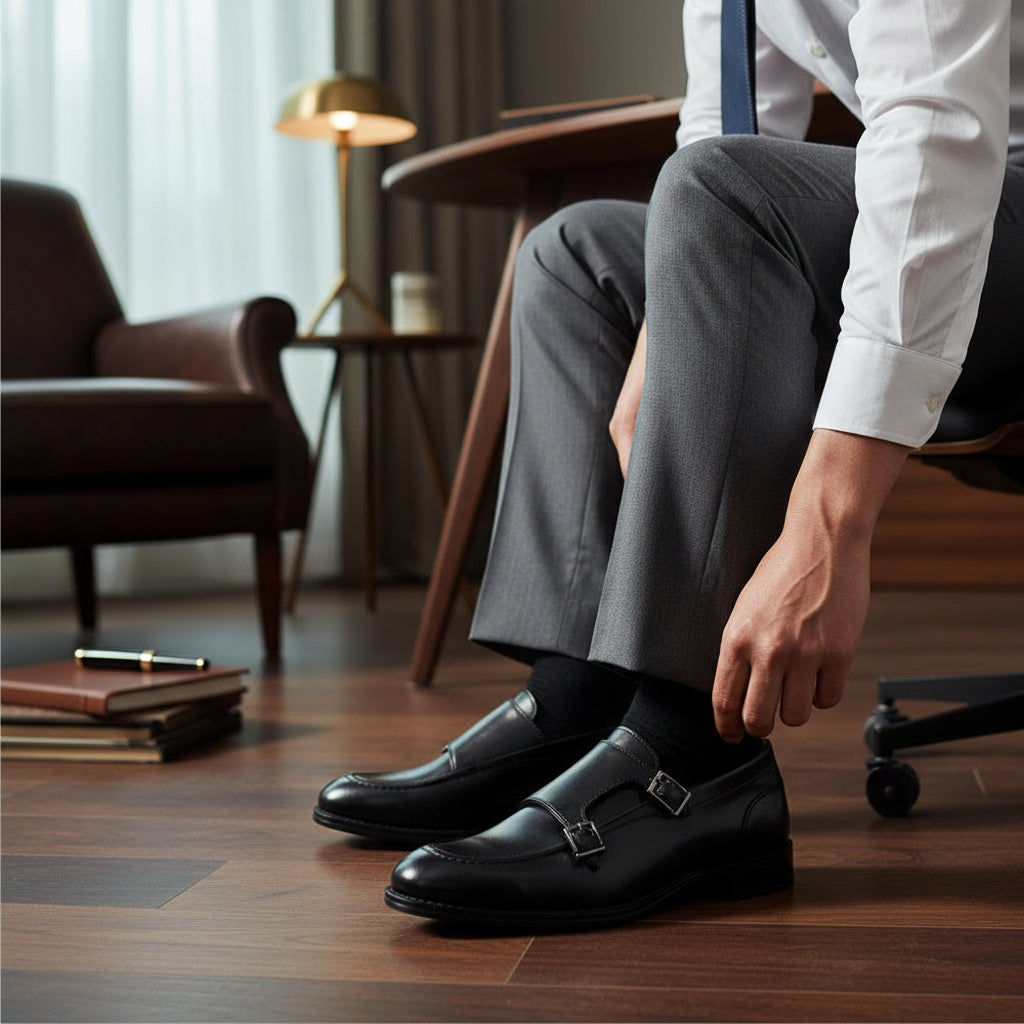 Zapatos La Valenciana Doble Hebilla 7240 Negro - imagen 2