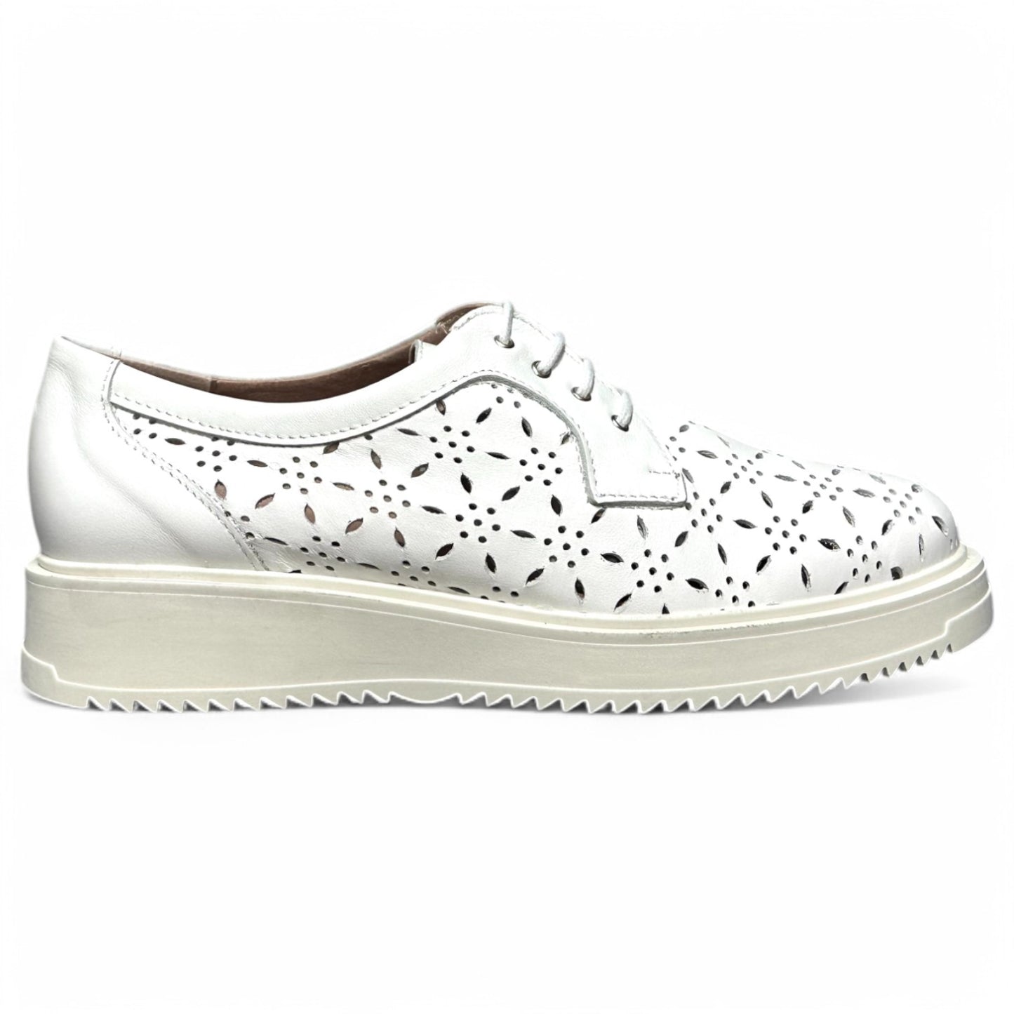 Zapatos Pitillos Blúcher Flores 10383 Blanco - imagen 1