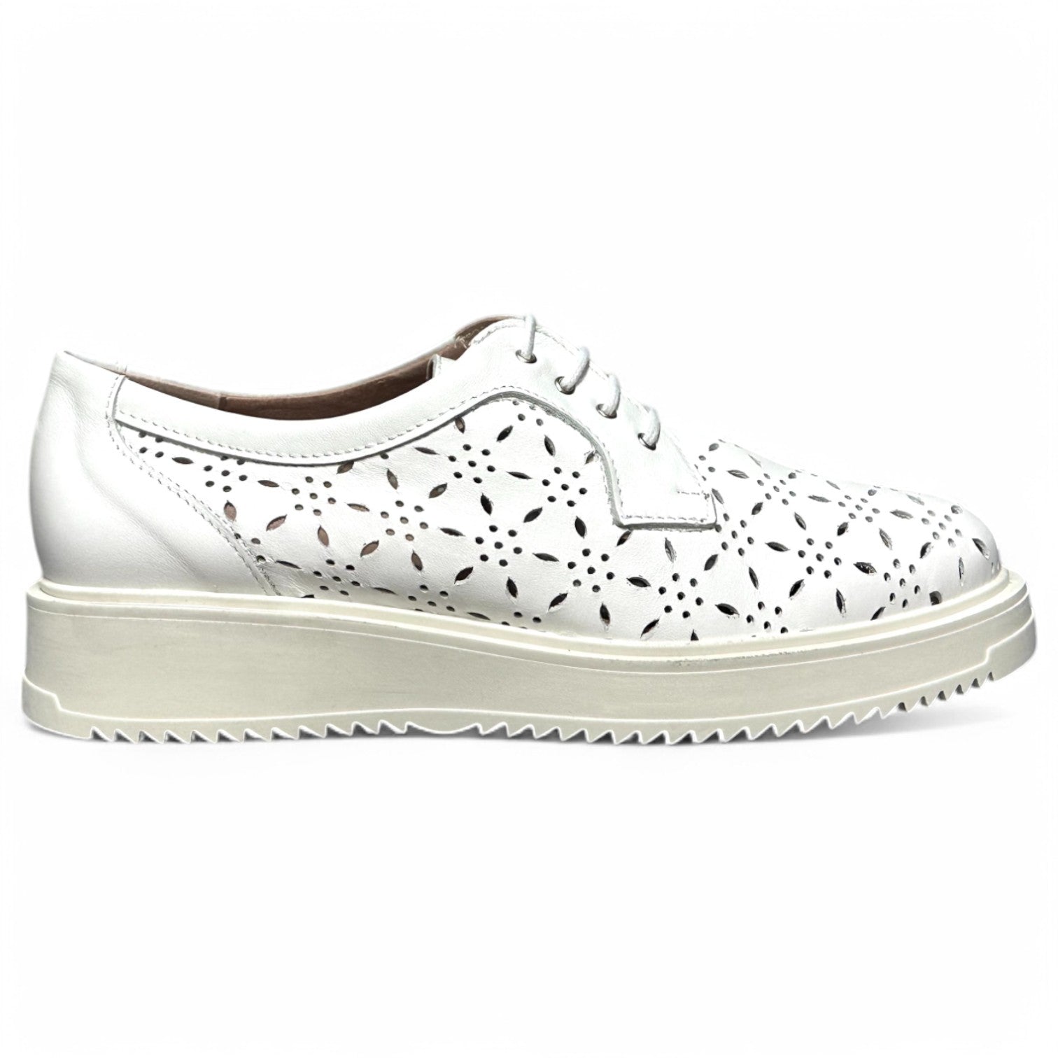 Zapatos Pitillos Blúcher Flores 10383 Blanco - imagen 1