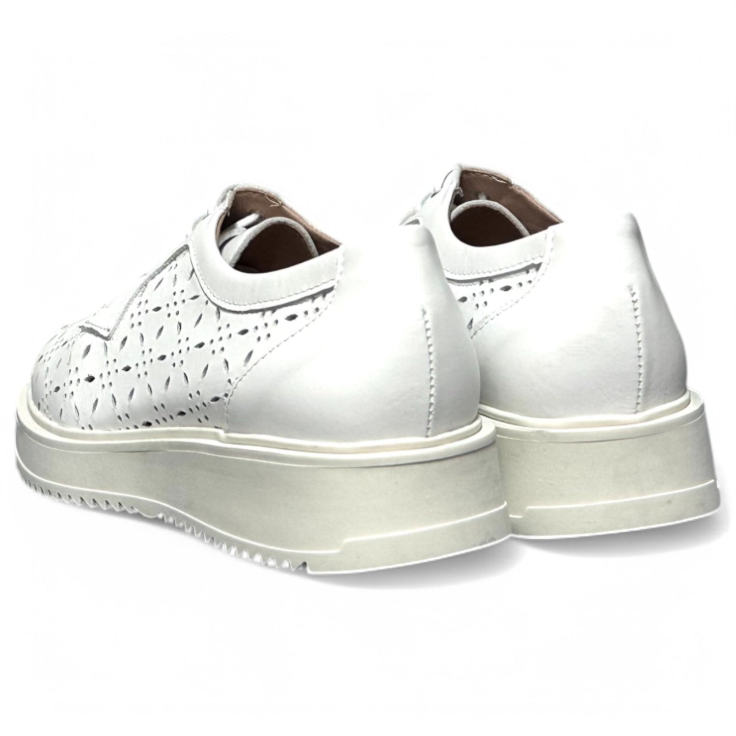 Zapatos Pitillos Blúcher Flores 10383 Blanco - imagen 6