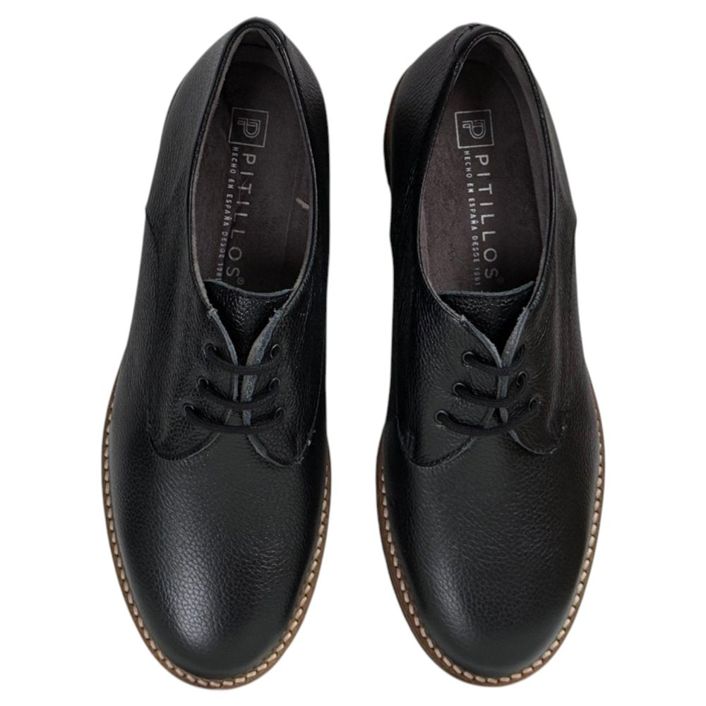 Zapatos Pitillos Blúcher Piel Grabada 11561 Negro - imagen 3