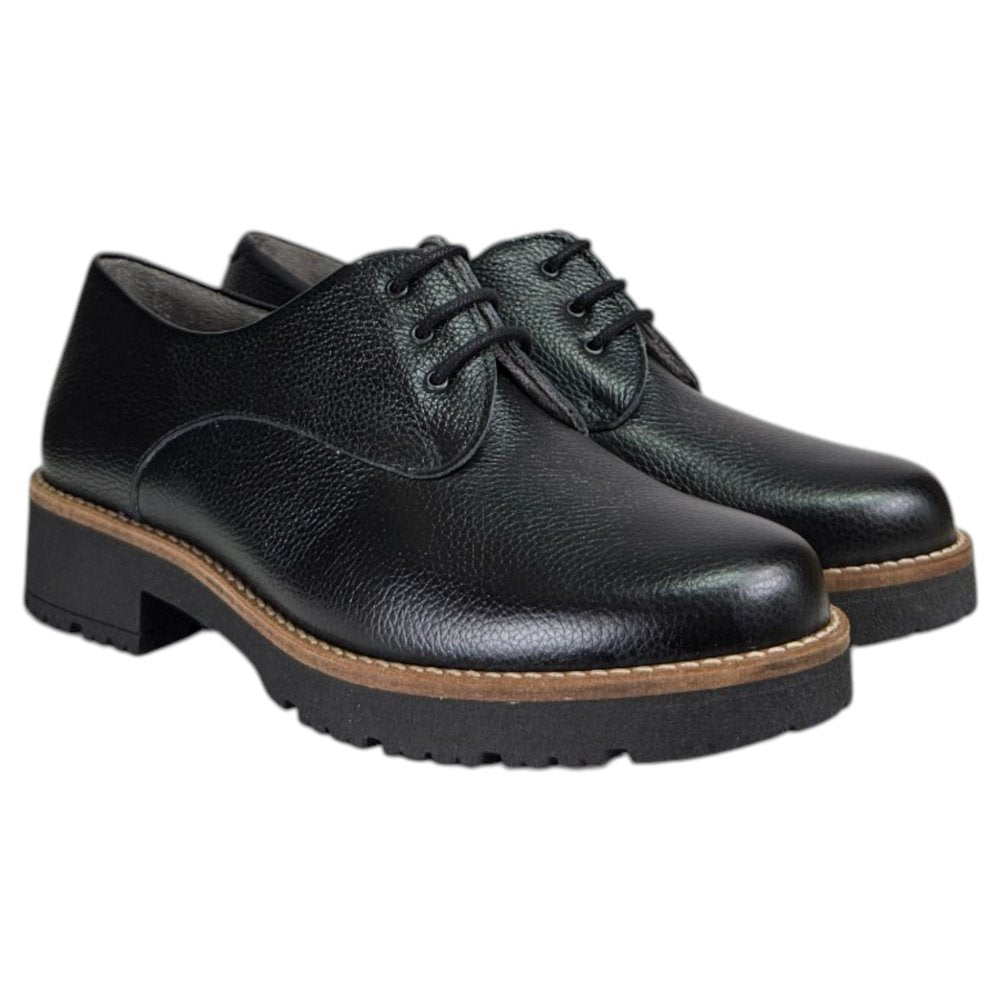 Zapatos Pitillos Blúcher Piel Grabada 11561 Negro - imagen 4