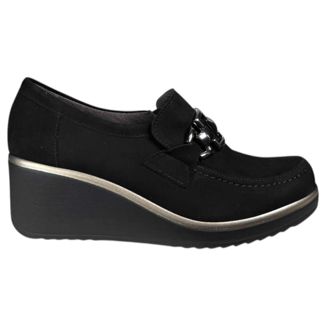 Zapatos Pitillos Cuña Hebilla 20236 Negro - imagen 1