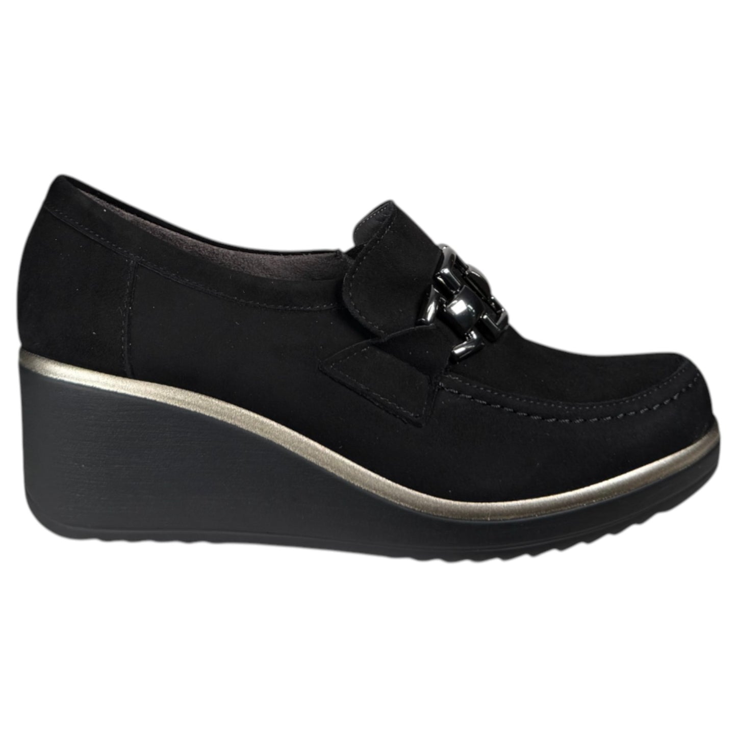 Zapatos Pitillos Cuña Hebilla 20236 Negro - imagen 1