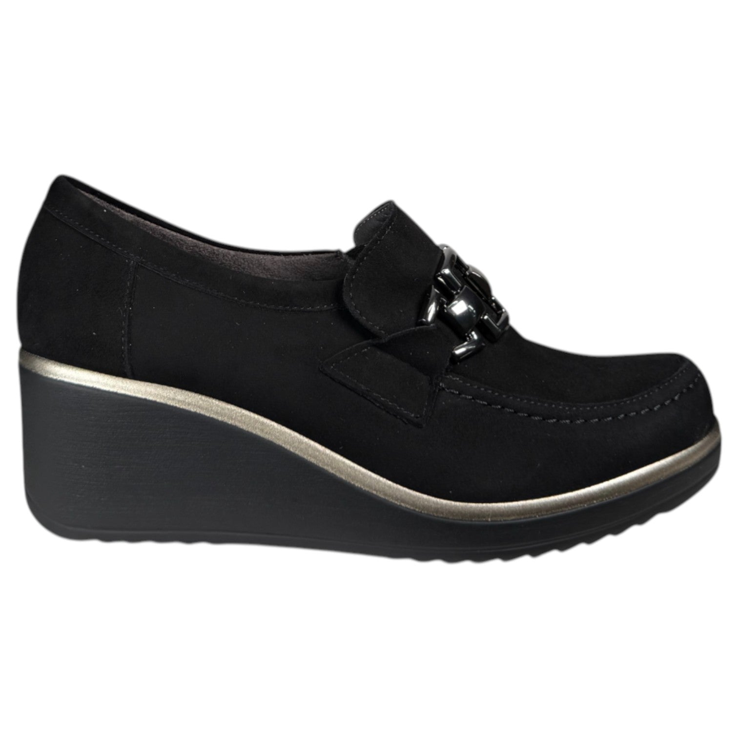 Zapatos Pitillos Cuña Hebilla 20236 Negro - imagen 1