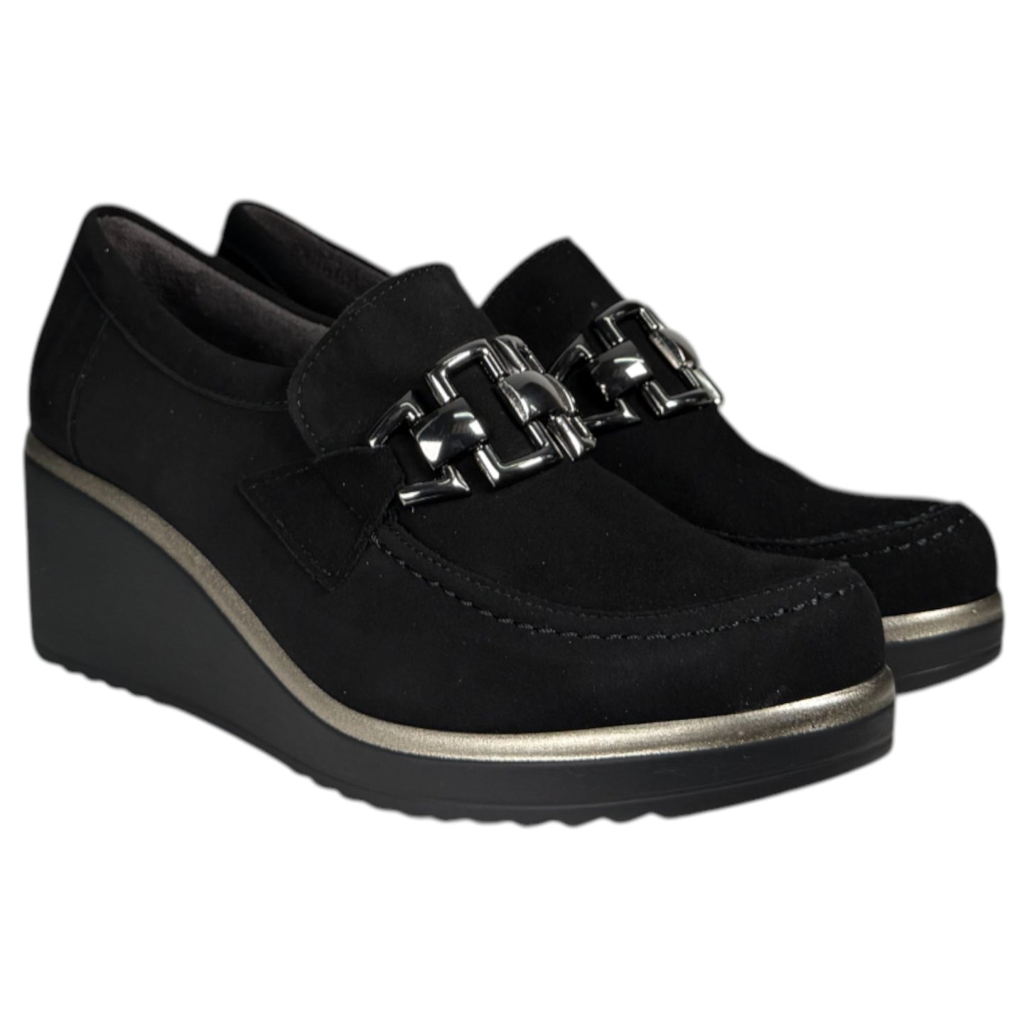 Zapatos Pitillos Cuña Hebilla 20236 Negro - imagen 2