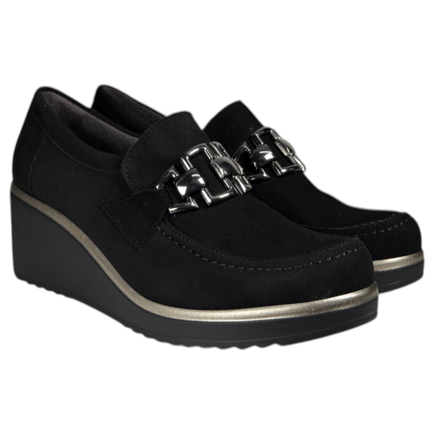 Zapatos Pitillos Cuña Hebilla 20236 Negro - imagen 2