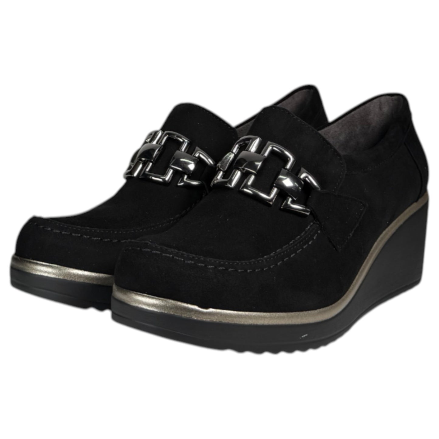 Zapatos Pitillos Cuña Hebilla 20236 Negro - imagen 3