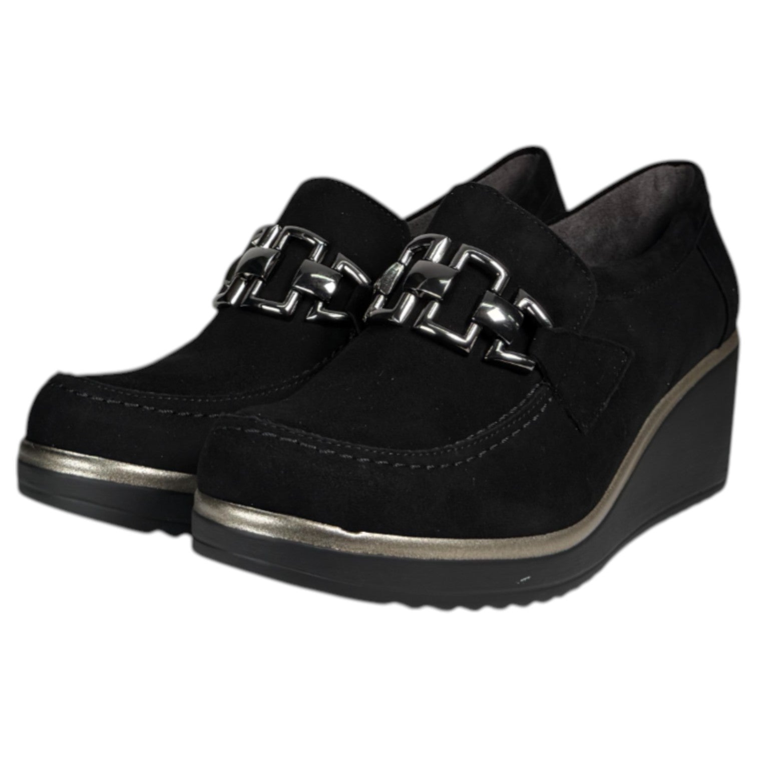 Zapatos Pitillos Cuña Hebilla 20236 Negro - imagen 3