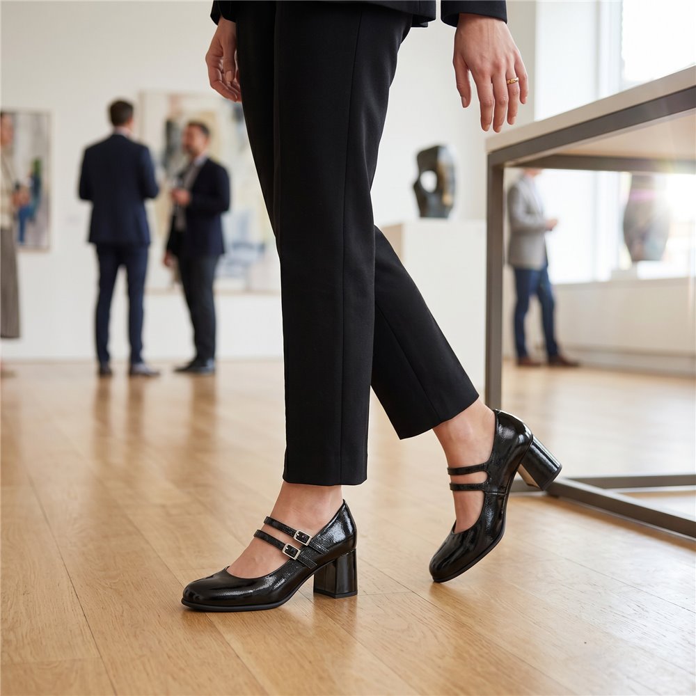 Zapatos Pitillos Mary Jane Tacón 11651 Negro - imagen 2