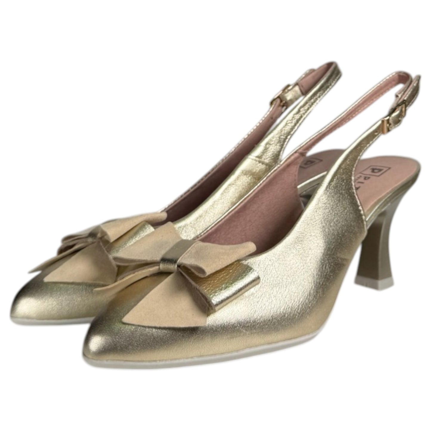 Zapatos Pitillos Salón Abierto Lazo 11191 Oro - imagen 5
