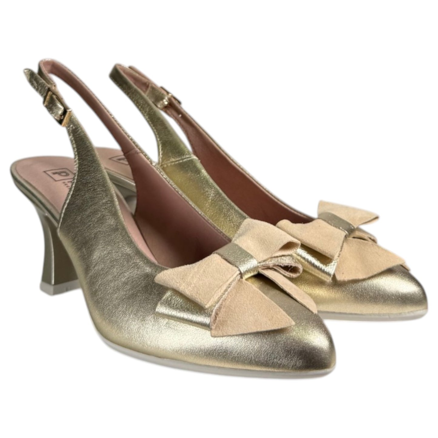 Zapatos Pitillos Salón Abierto Lazo 11191 Oro - imagen 3