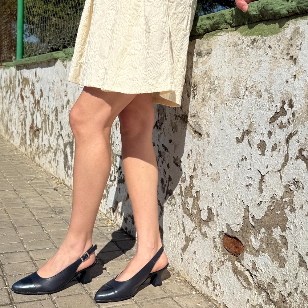 Zapatos Pitillos Salón Abierto Puntera 10515 Marino - imagen 6