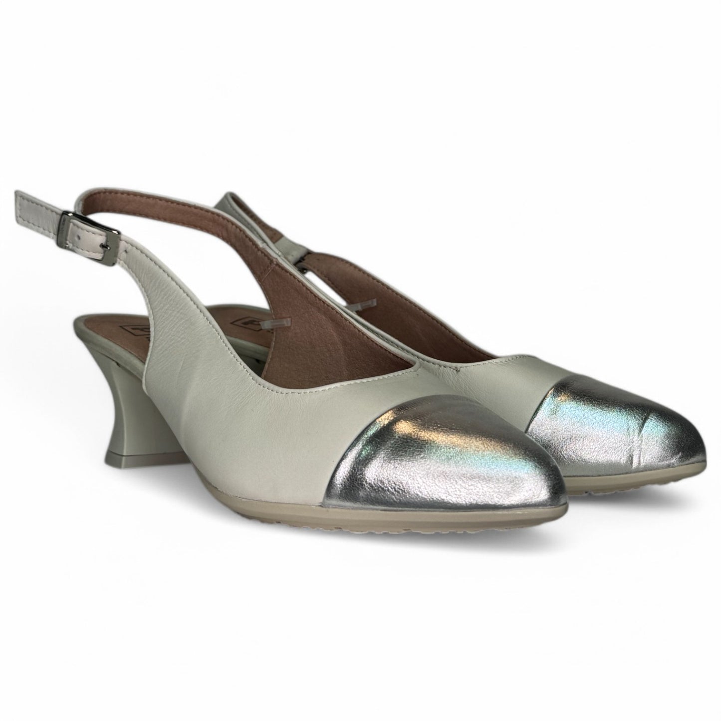 Zapatos Pitillos Salón Abierto Puntera 10515 Plata - imagen 3
