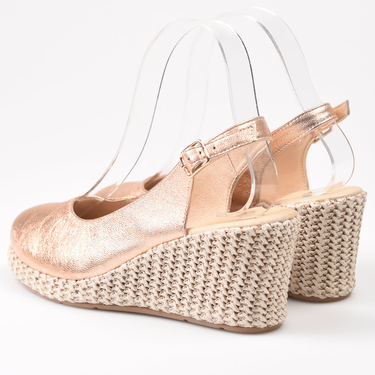 Zapatos Pitillos Salón Abierto Rafia 5577 Salmón - imagen 4