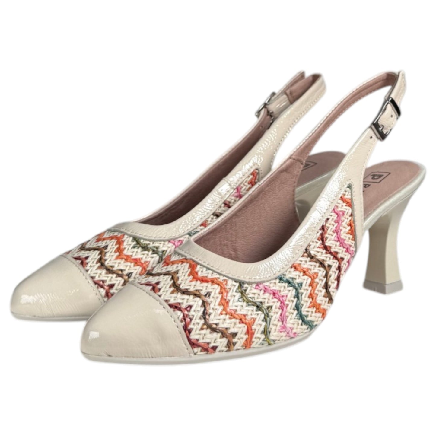 Zapatos Pitillos Salón Abierto Trenzado 11195 Crema - imagen 5