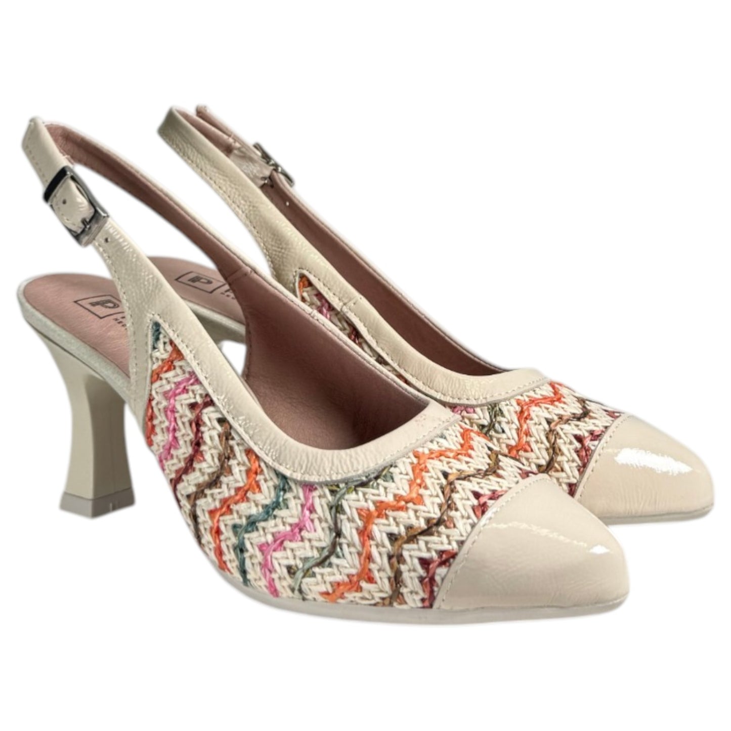 Zapatos Pitillos Salón Abierto Trenzado 11195 Crema - imagen 3