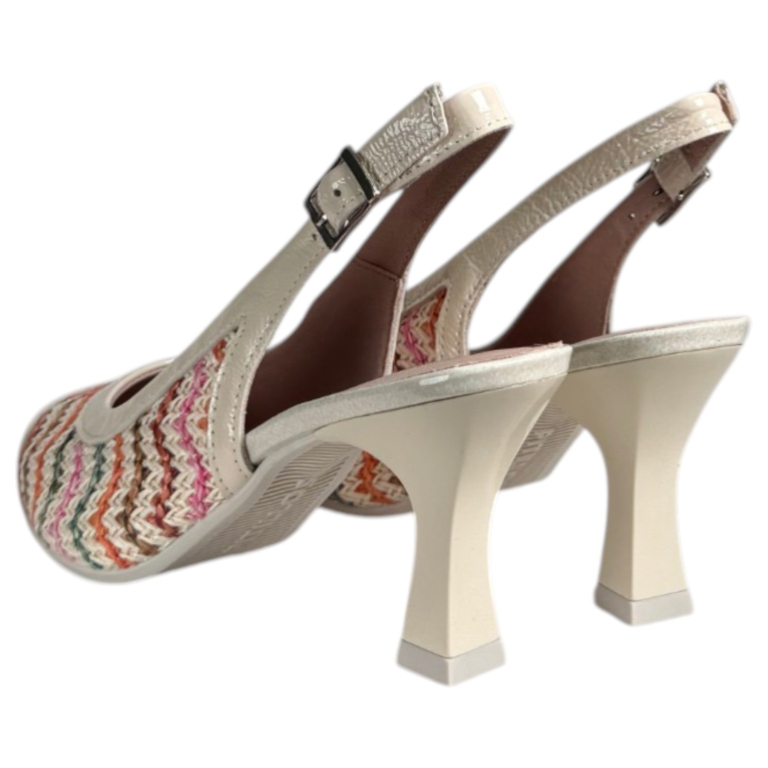 Zapatos Pitillos Salón Abierto Trenzado 11195 Crema - imagen 7