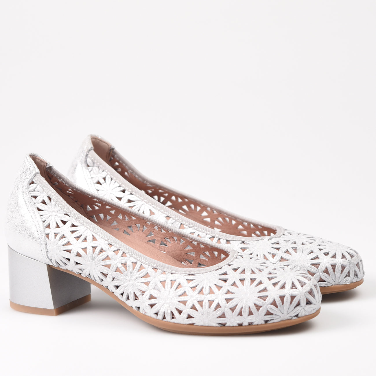 Zapatos Pitillos Salón Troquelado 5722 Plata - imagen 2