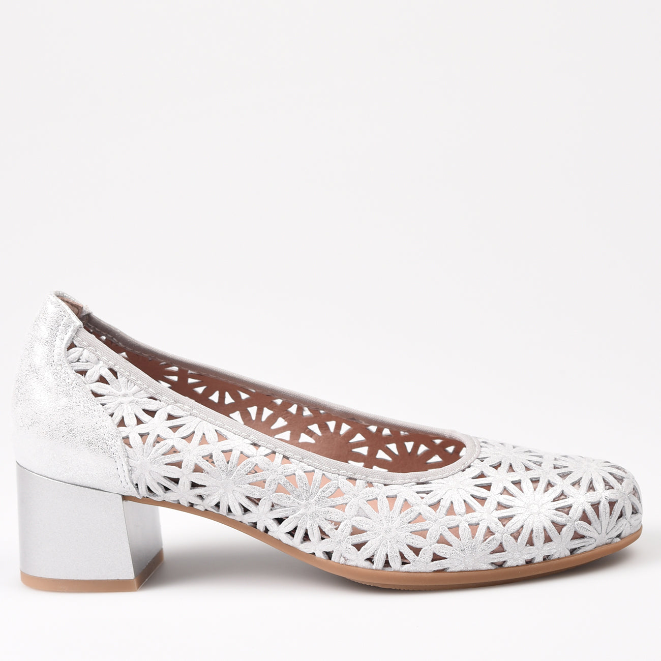 Zapatos Pitillos Salón Troquelado 5722 Plata - imagen 1