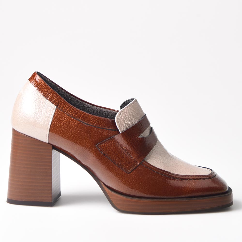 Zapatos Pitillos Tacón Antifaz 10196 Cuero Piedra - imagen 1