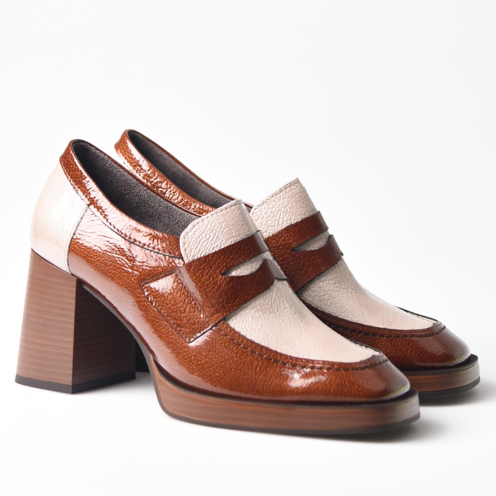 Zapatos Pitillos Tacón Antifaz 10196 Cuero Piedra - imagen 2