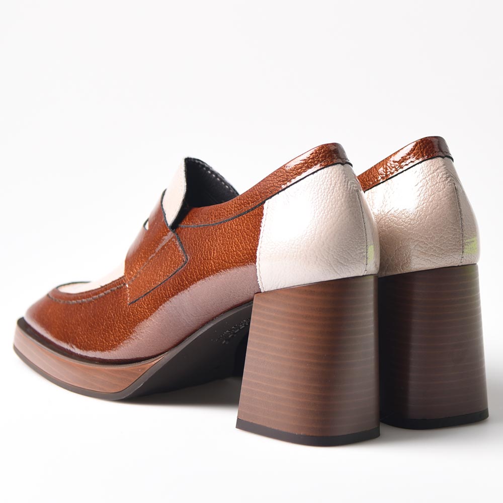 Zapatos Pitillos Tacón Antifaz 10196 Cuero Piedra - imagen 4