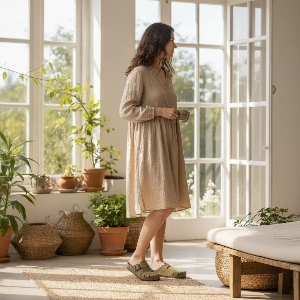 Zuecos Interbios 7506 Serraje Kaki - imagen 4