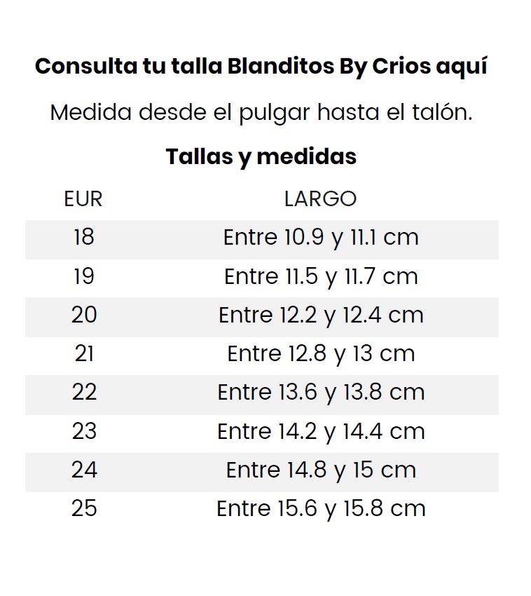 Guía de tallas Blanditos By Crios
